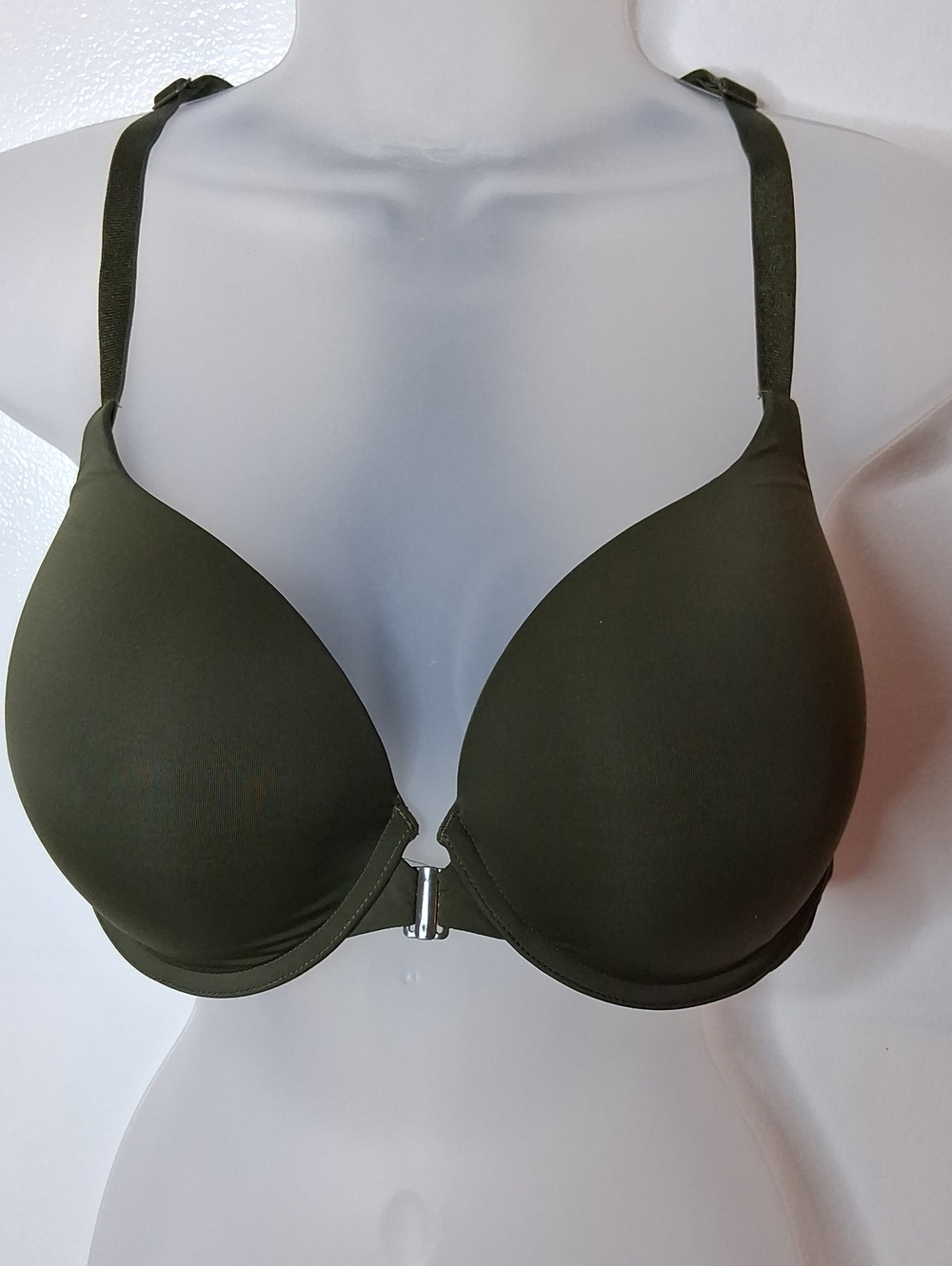 Victoria Secret Women's Size 38D Olive Green Front-Close T-Shirt Bra -